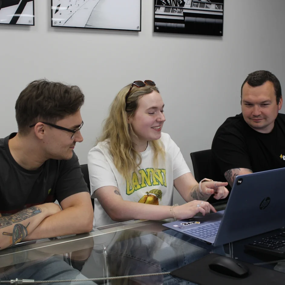 Team Valley Group team members in a web onboarding meeting.